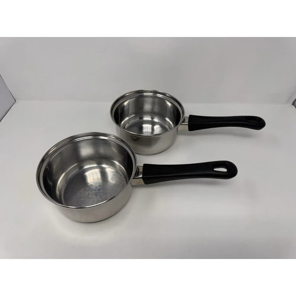 Tramontina 1 Qt Stainless Steel Saucepan Lot of 2 No Lids Black Handle